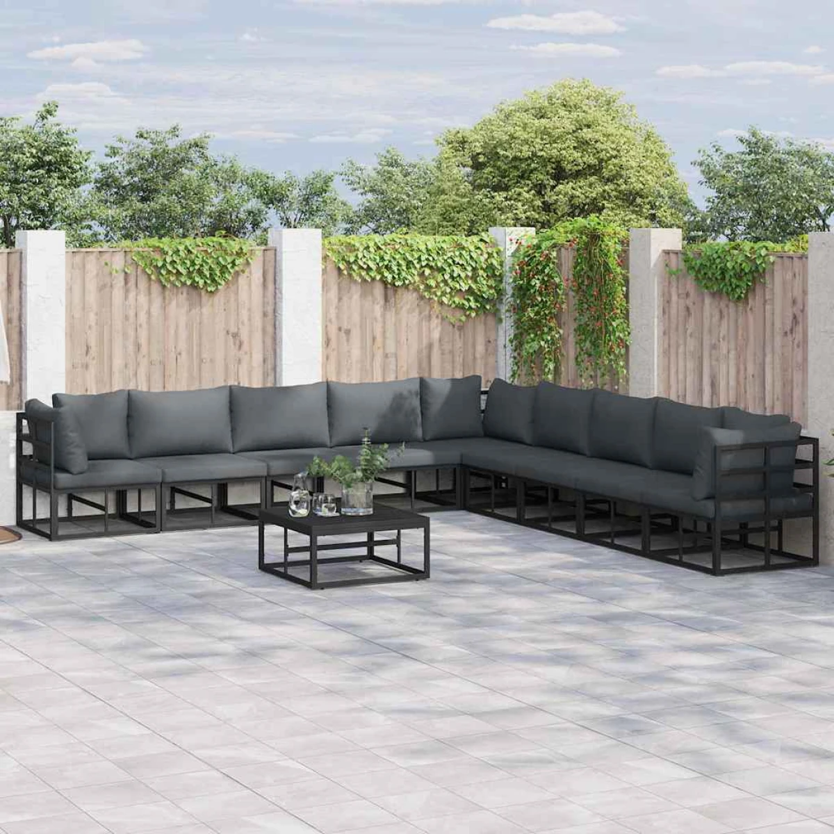 vidaXL vidaXL Garden Modular Sofa Set 9pc Aluminum Patio - Garden Sofa Sets
