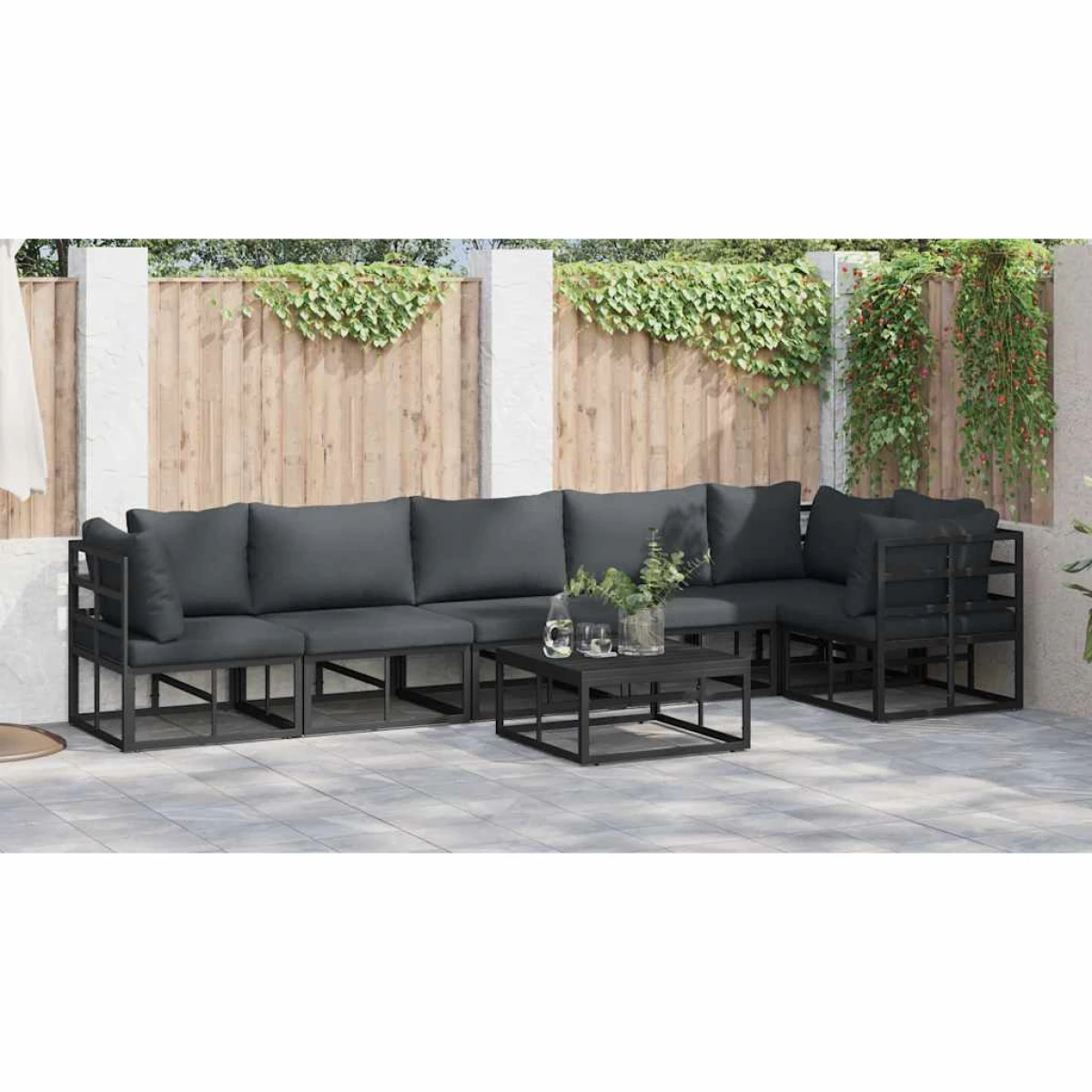 vidaXL Garden Sofa Set 6P Aluminum Cushions Patio by vidaXL