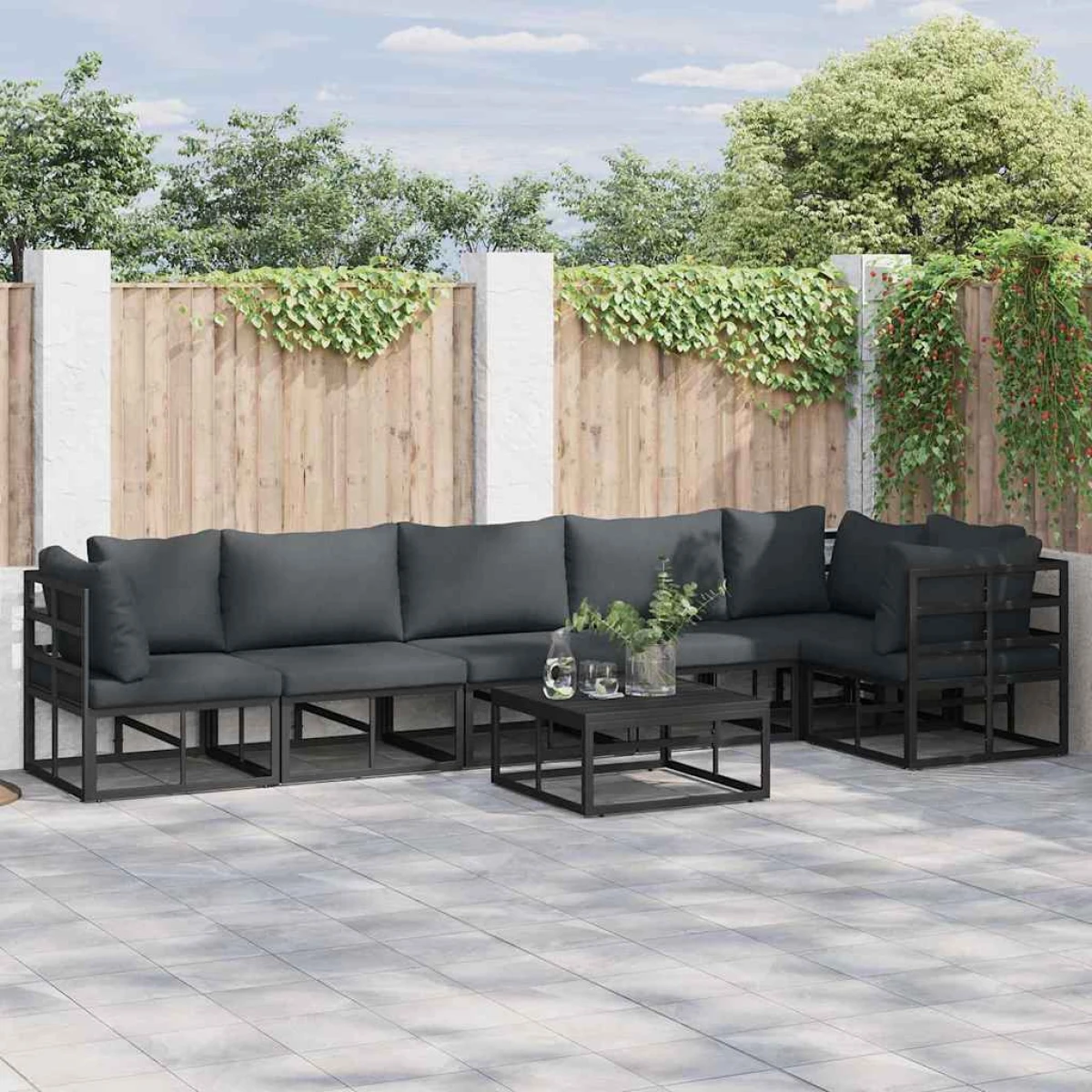 vidaXL Garden Sofa Set 6P Aluminum Cushions Patio by vidaXL