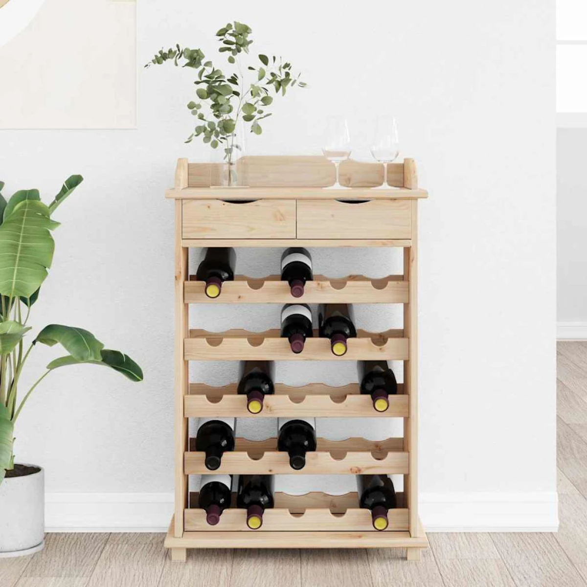 VidaXL Wine Rack 90 X 60 X 30 Cm Solid Pine Wood Storage by vidaXL