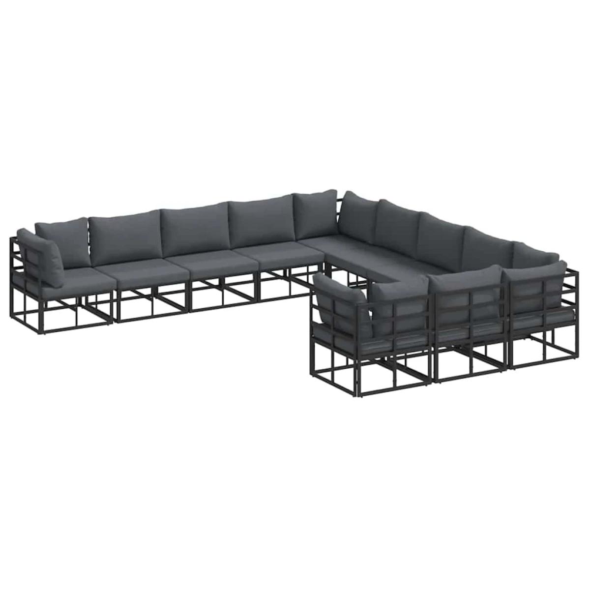 vidaXL VidaXL 11-Piece Garden Sofa Set Aluminum with Cushions Modular Outdoor Furniture - Garden Sofa Sets