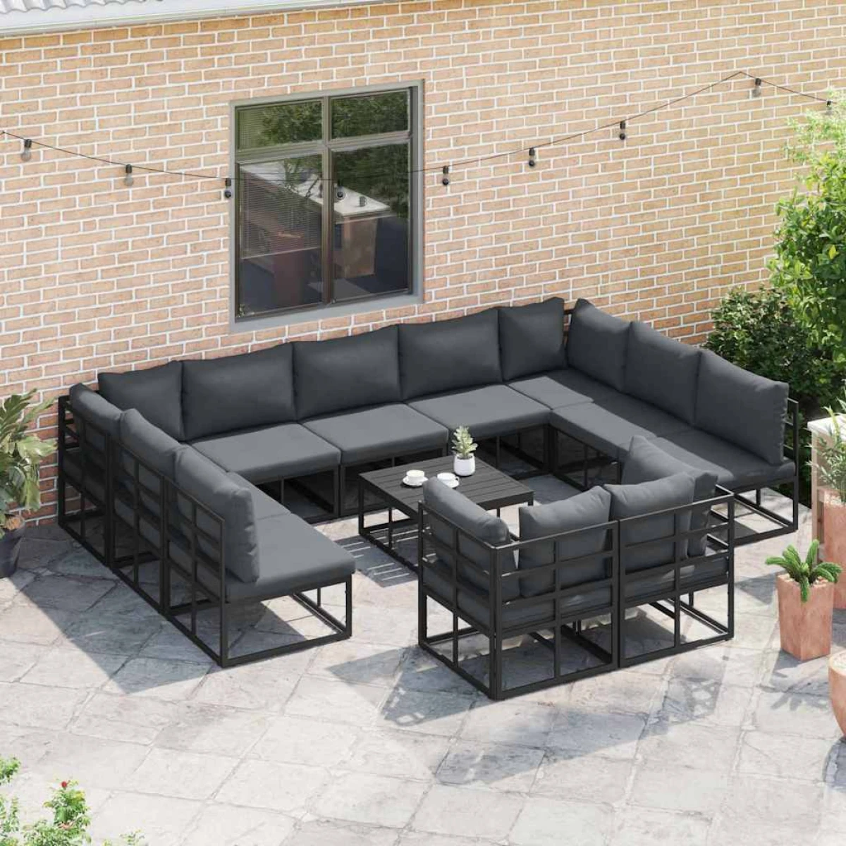 vidaXL VidaXL 11-Piece Garden Sofa Set Aluminum with Cushions Modular Outdoor Furniture - Garden Sofa Sets
