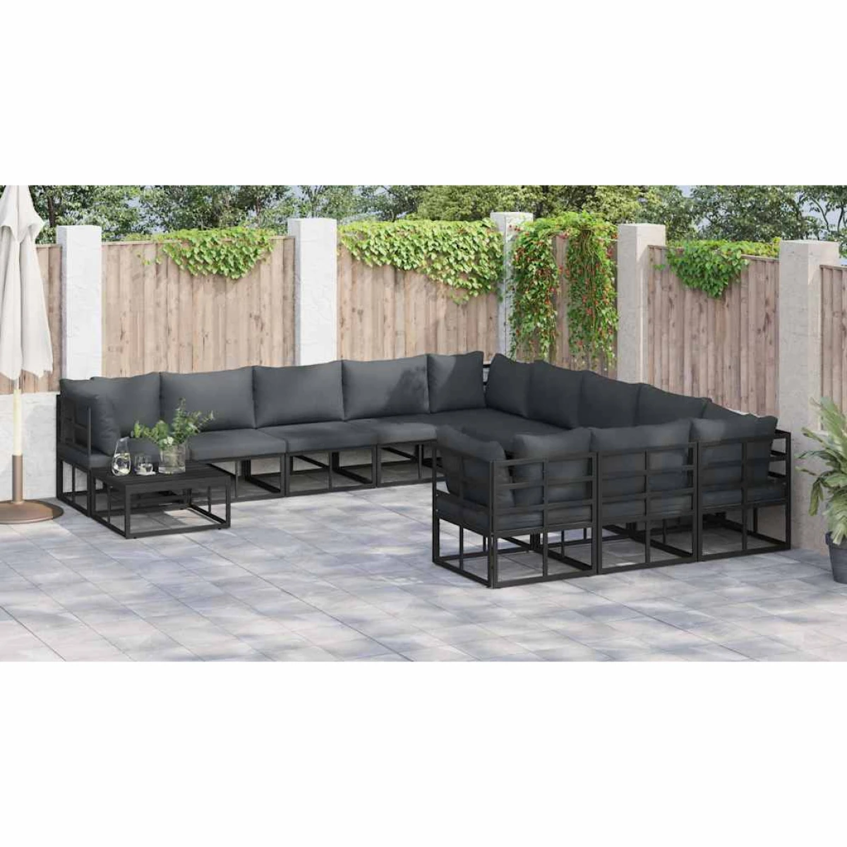 vidaXL VidaXL 11-Piece Garden Sofa Set Aluminum with Cushions Modular Outdoor Furniture - Garden Sofa Sets