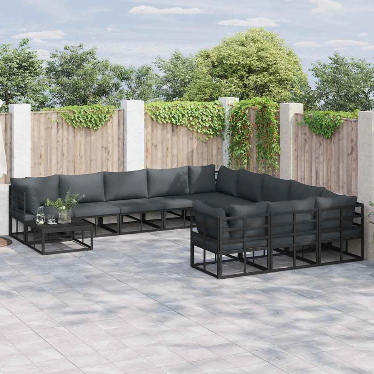 vidaXL VidaXL 11-Piece Garden Sofa Set Aluminum with Cushions Modular Outdoor Furniture - Garden Sofa Sets