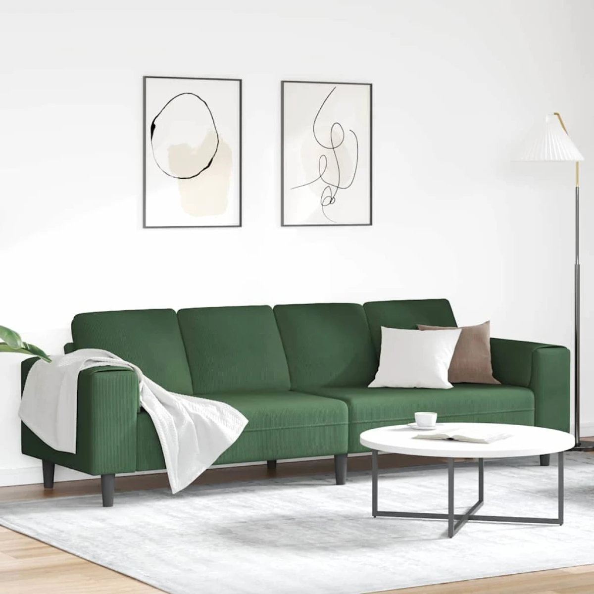 vidaXL Premium Corduroy Sofa 208 Cm With Cushions Living Room - Sofa