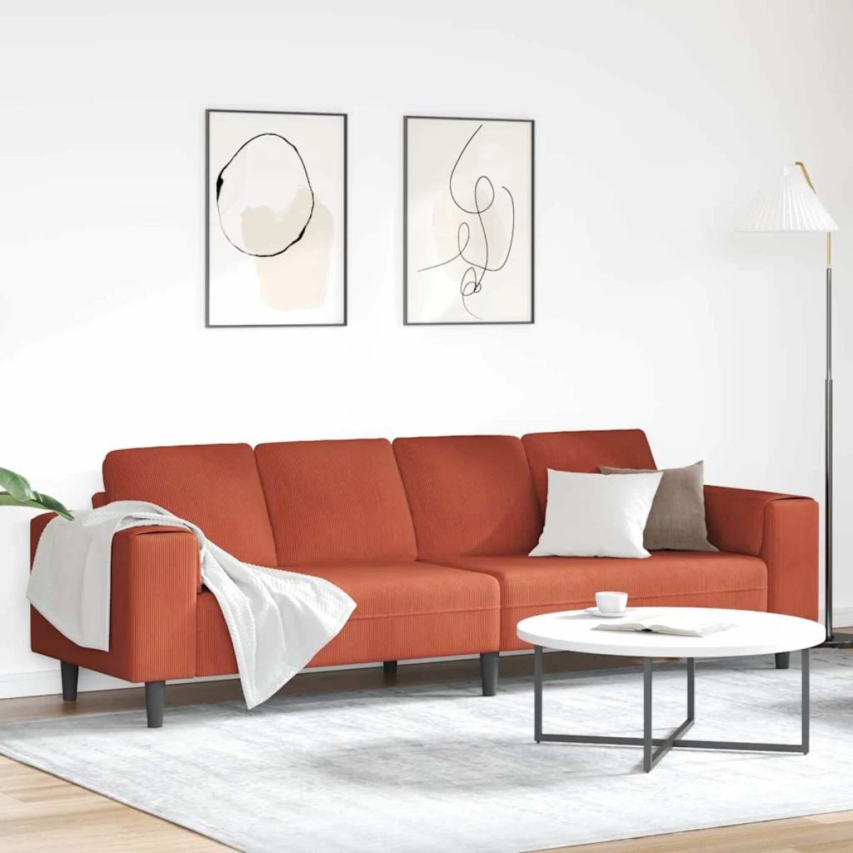 vidaXL Premium Corduroy Sofa 208 Cm With Cushions Living Room - Sofa