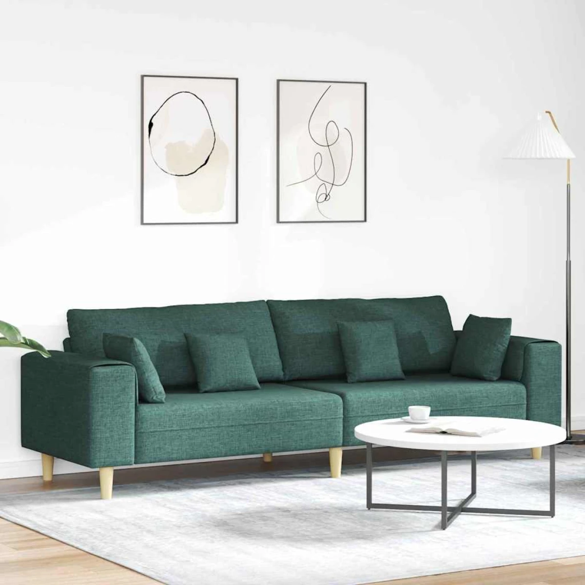 Quality Fabric Sofa 208 cm Cushions Light Grey For Home by vidaXL