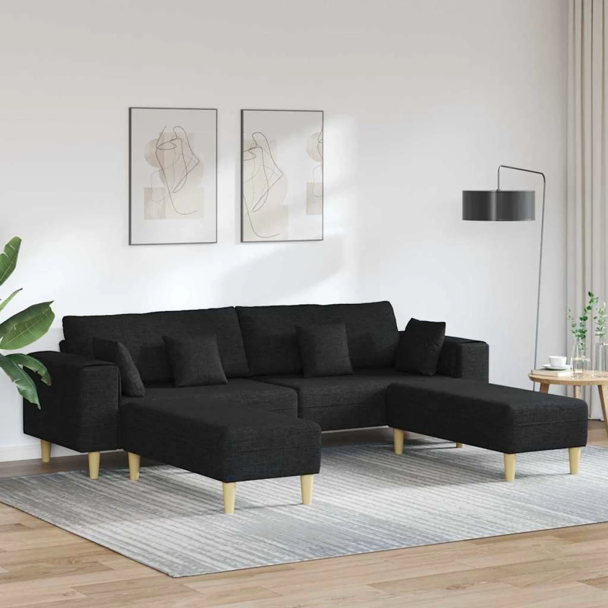 Quality Fabric Sofa 208 cm Cushions Light Grey For Home by vidaXL