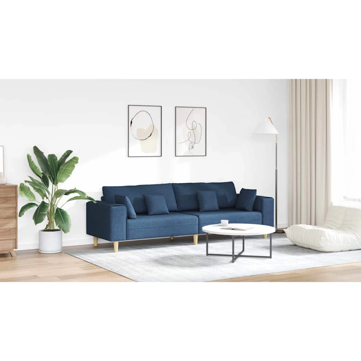 Quality Fabric Sofa 208 cm Cushions Light Grey For Home by vidaXL
