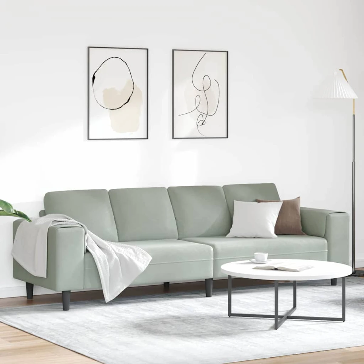 vidaXL Blue Velvet Sofa Set L Shape 3Pc Cozy Modern Living - Sofa
