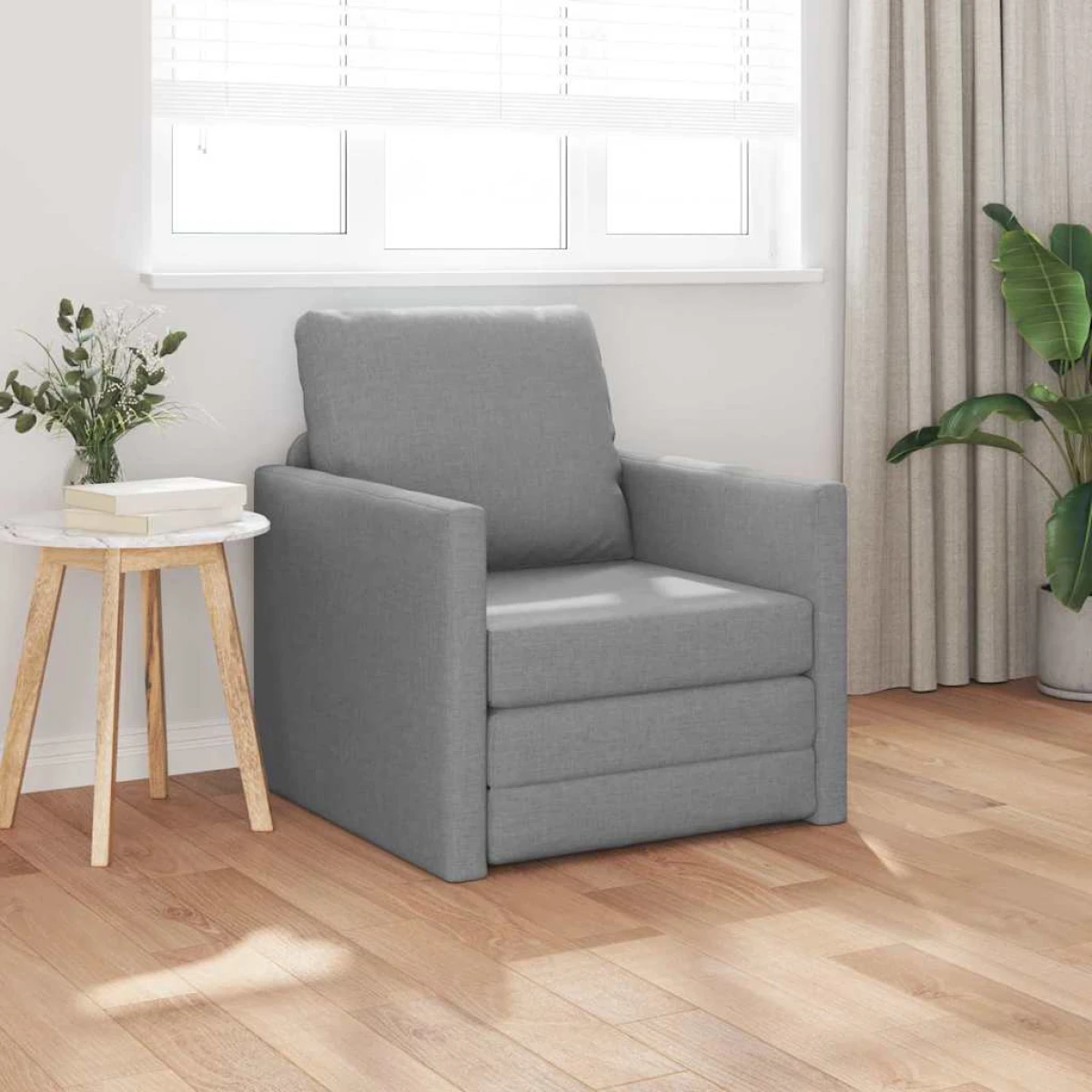 vidaXL VidaXL Floor Sofa Bed 74 x 77 x 81 Cm Cushioned Soft Fabric Light Grey For Small Spaces - Sofa Bed