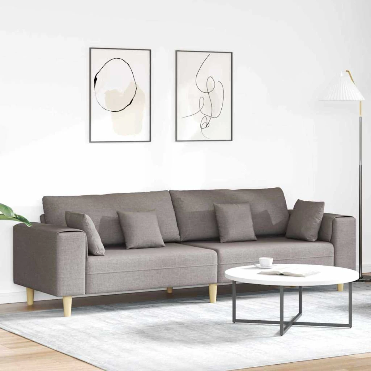 Quality Fabric Sofa 208 cm Cushions Light Grey For Home by vidaXL