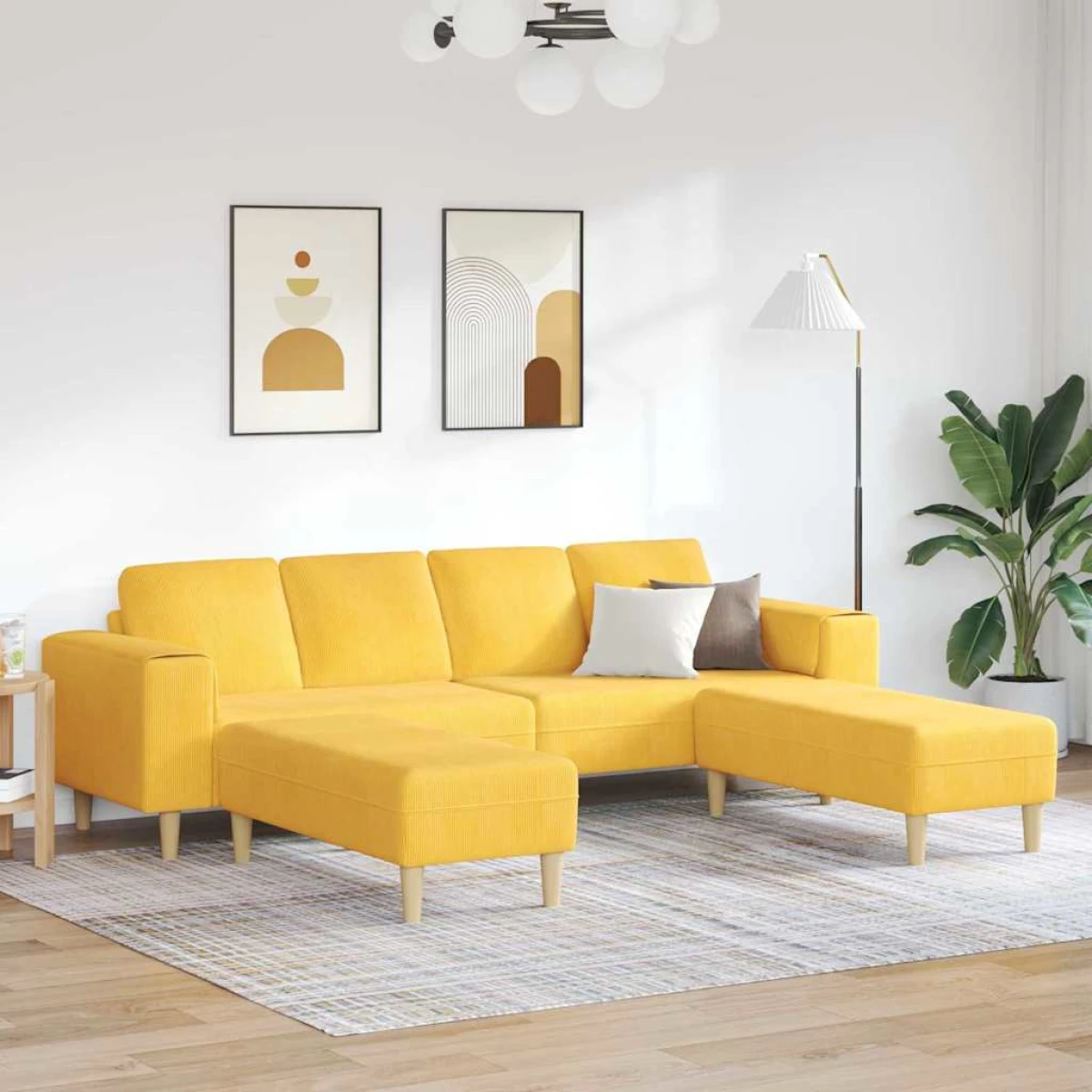 Premium Corduroy Sofa 208 Cm With Cushions Living Room by vidaXL