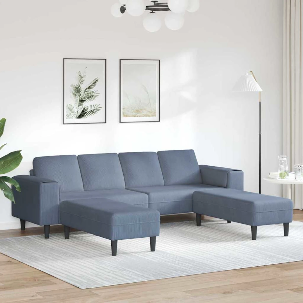 Premium Corduroy Sofa 208 Cm With Cushions Living Room by vidaXL