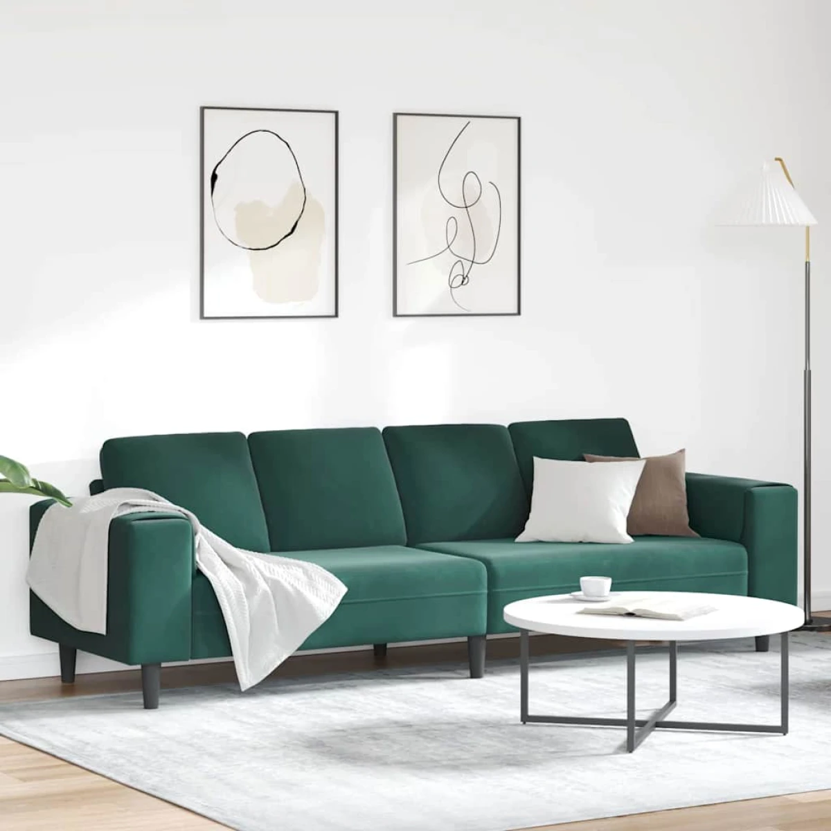 vidaXL Blue Velvet Sofa Set L Shape 3Pc Cozy Modern Living - Sofa