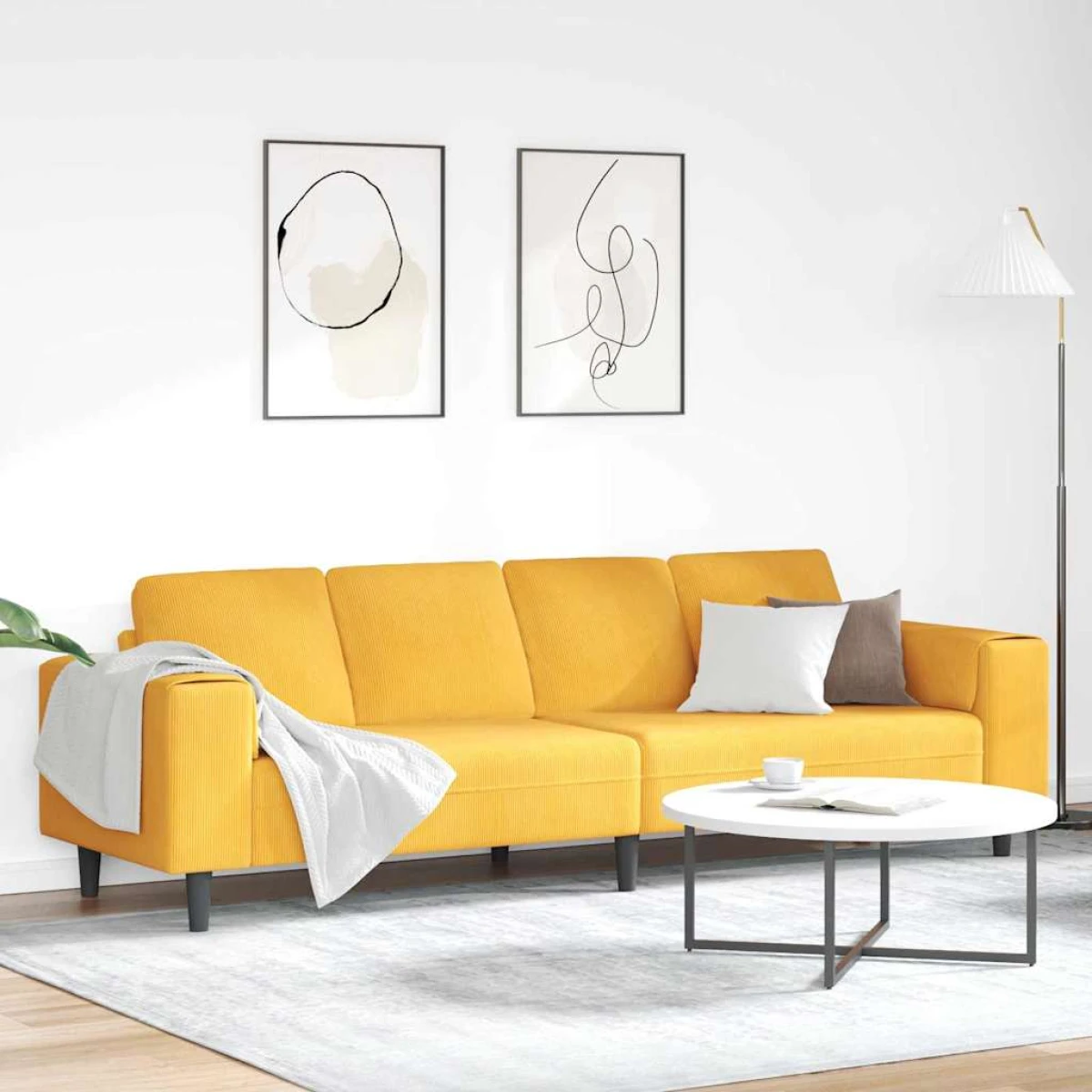 Premium Corduroy Sofa 208 Cm With Cushions Living Room by vidaXL
