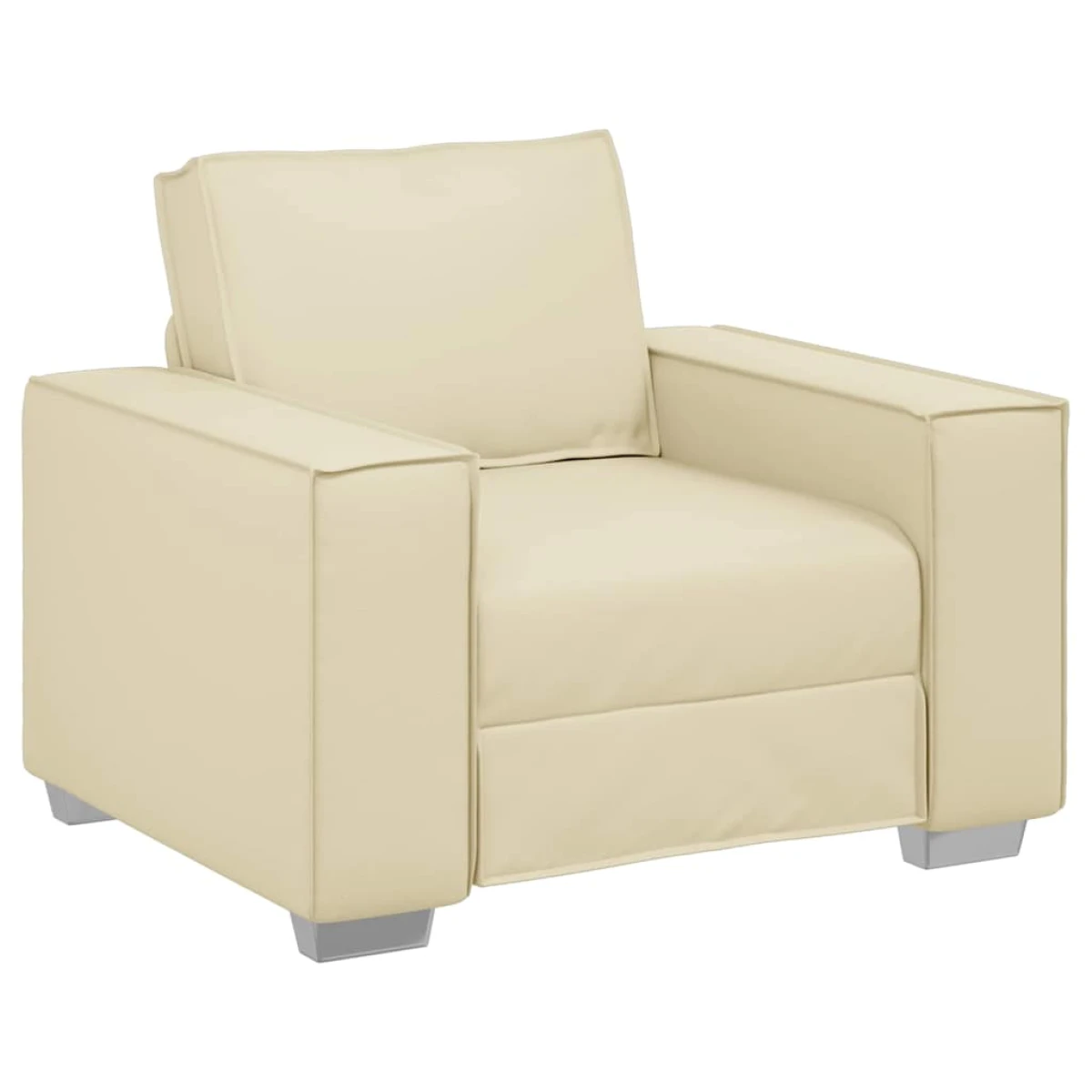vidaXL VidaXL Sofa Chair 59 Cm Cream Faux Leather With Cushion Indoor Living Room Decor - Sofa