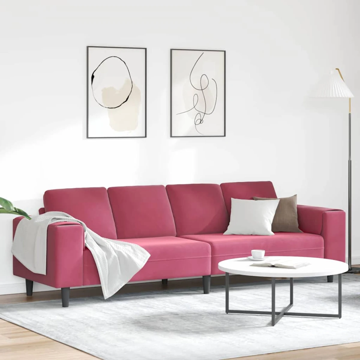 vidaXL Blue Velvet Sofa Set L Shape 3Pc Cozy Modern Living - Sofa
