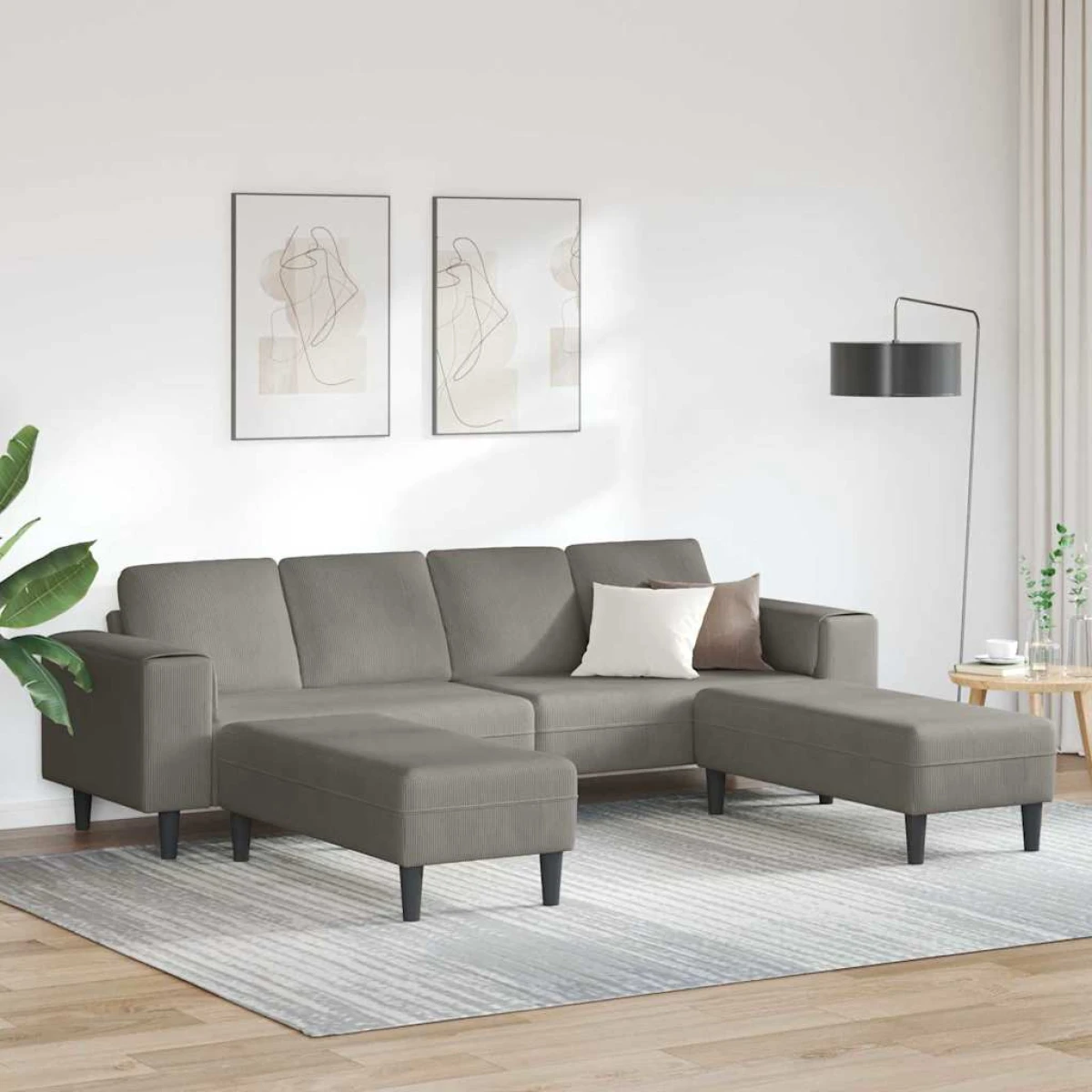Premium Corduroy Sofa 208 Cm With Cushions Living Room by vidaXL
