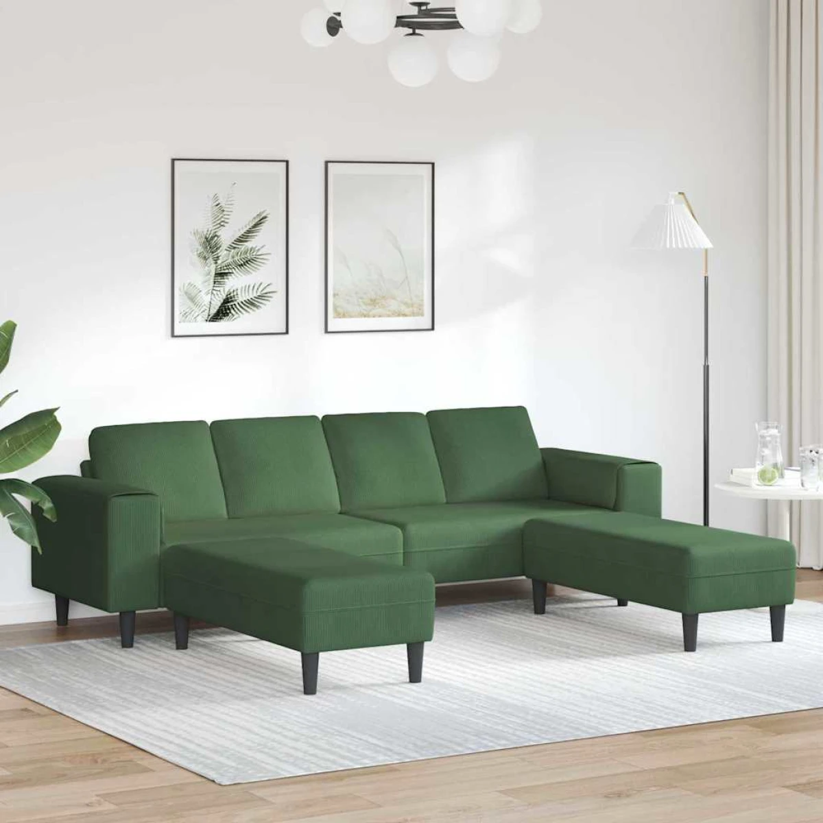 Premium Corduroy Sofa 208 Cm With Cushions Living Room by vidaXL