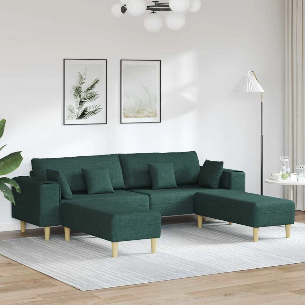 Quality Fabric Sofa 208 cm Cushions Light Grey For Home by vidaXL