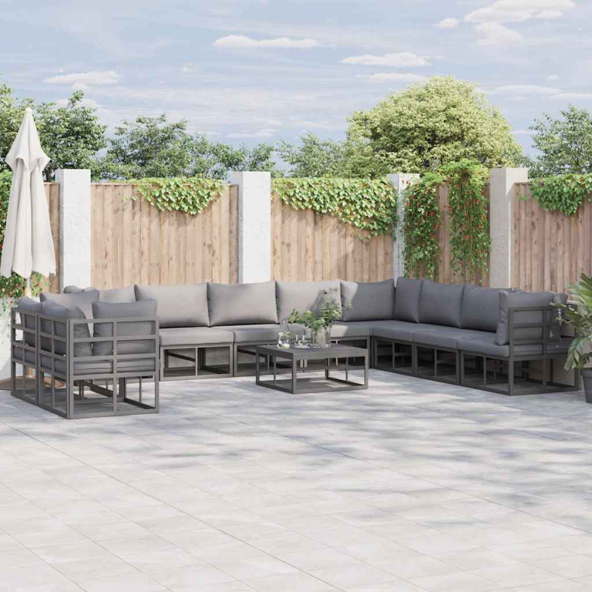 vidaXL Premium Garden Sofa Set 10Pcs Aluminium Outdoor - Garden Sofa Sets