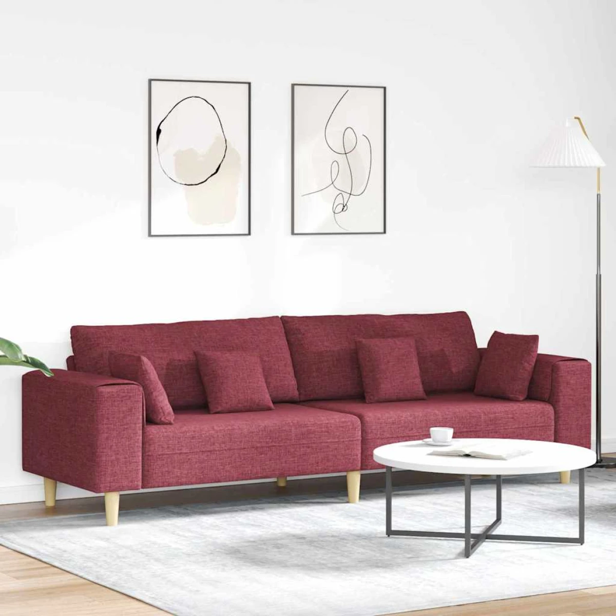 Quality Fabric Sofa 208 cm Cushions Light Grey For Home by vidaXL