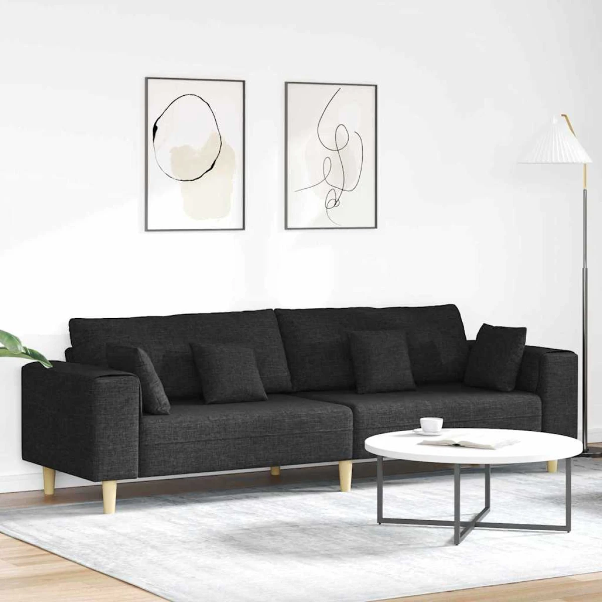 Quality Fabric Sofa 208 cm Cushions Light Grey For Home by vidaXL