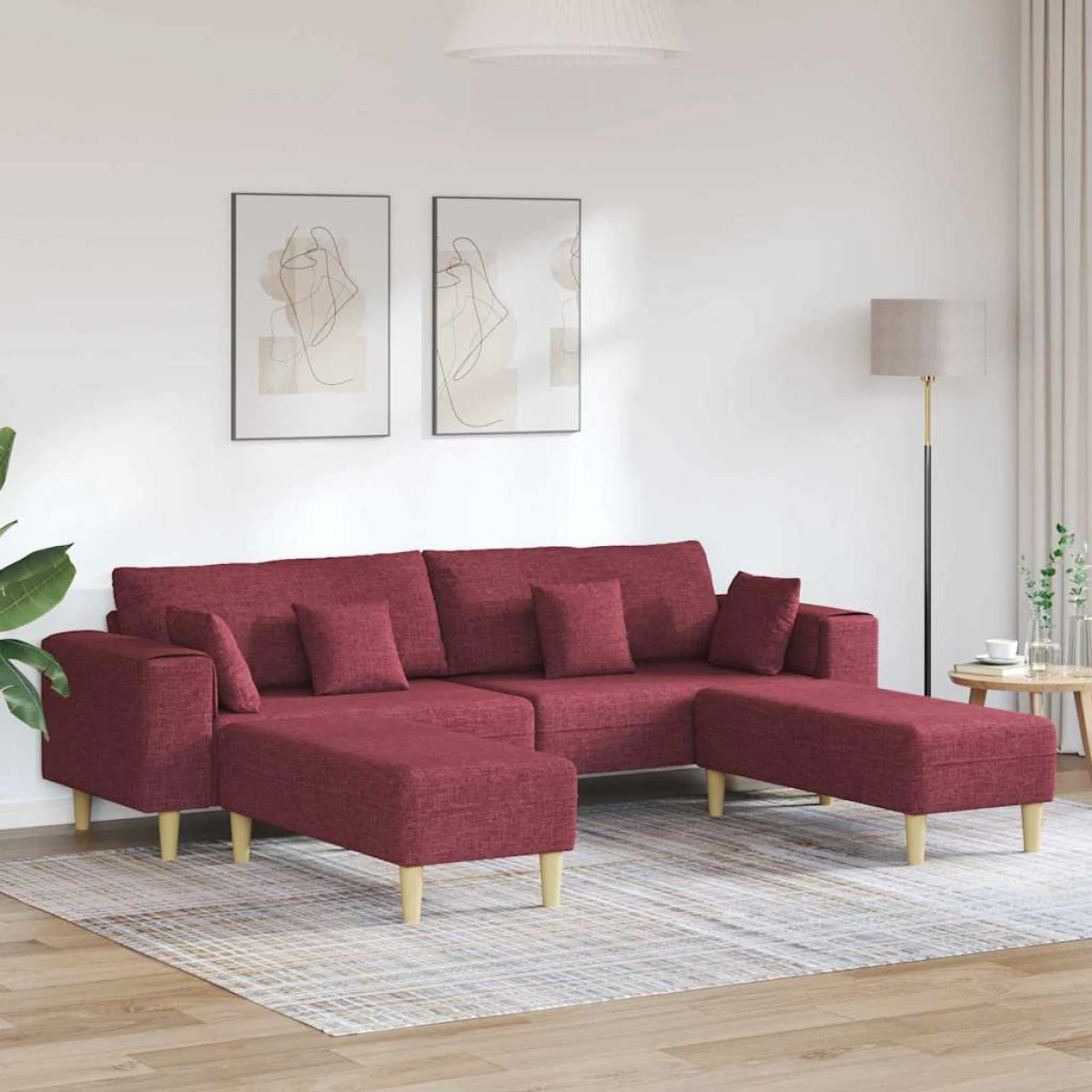 Quality Fabric Sofa 208 cm Cushions Light Grey For Home by vidaXL