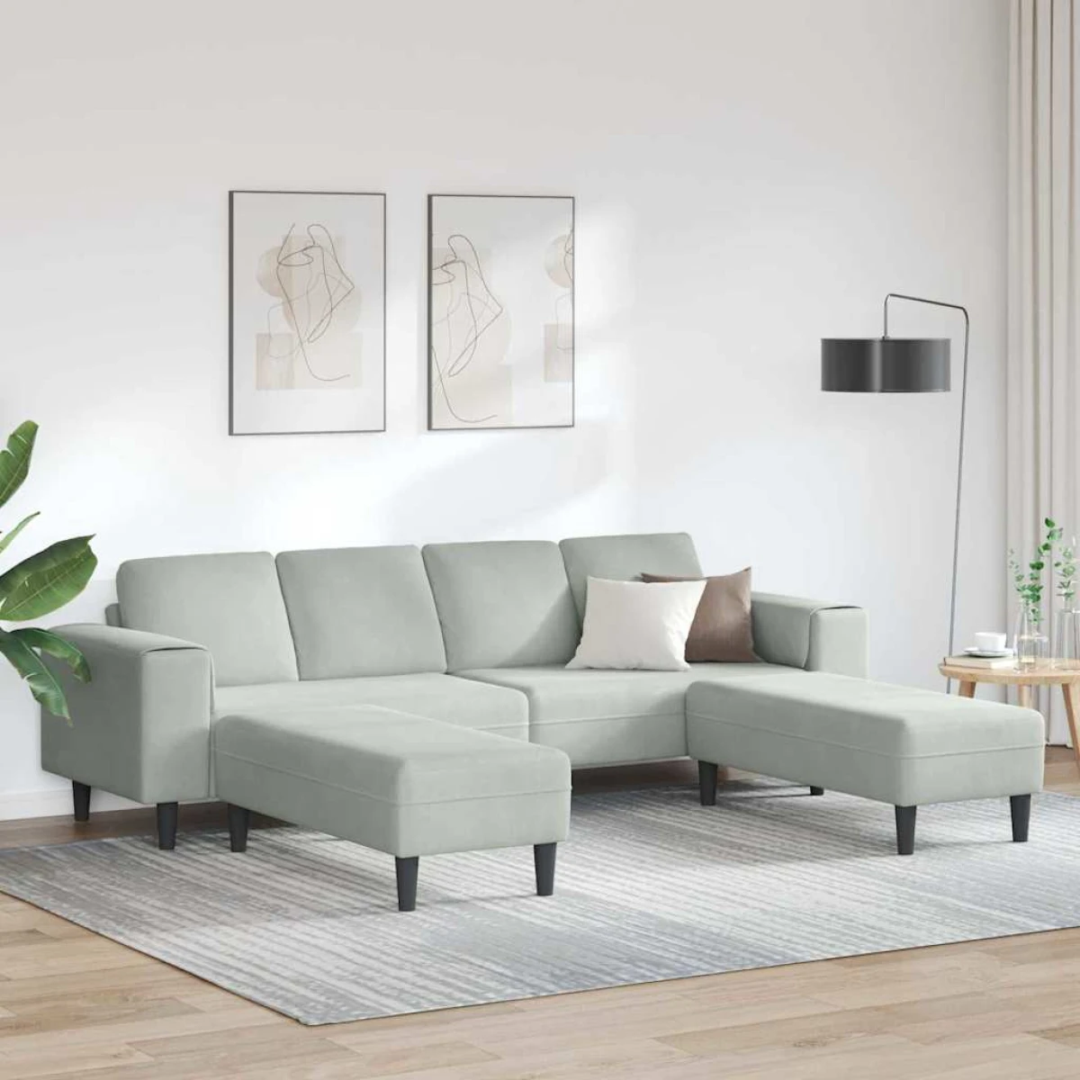 Blue Velvet Sofa Set L Shape 3Pc Cozy Modern Living by vidaXL