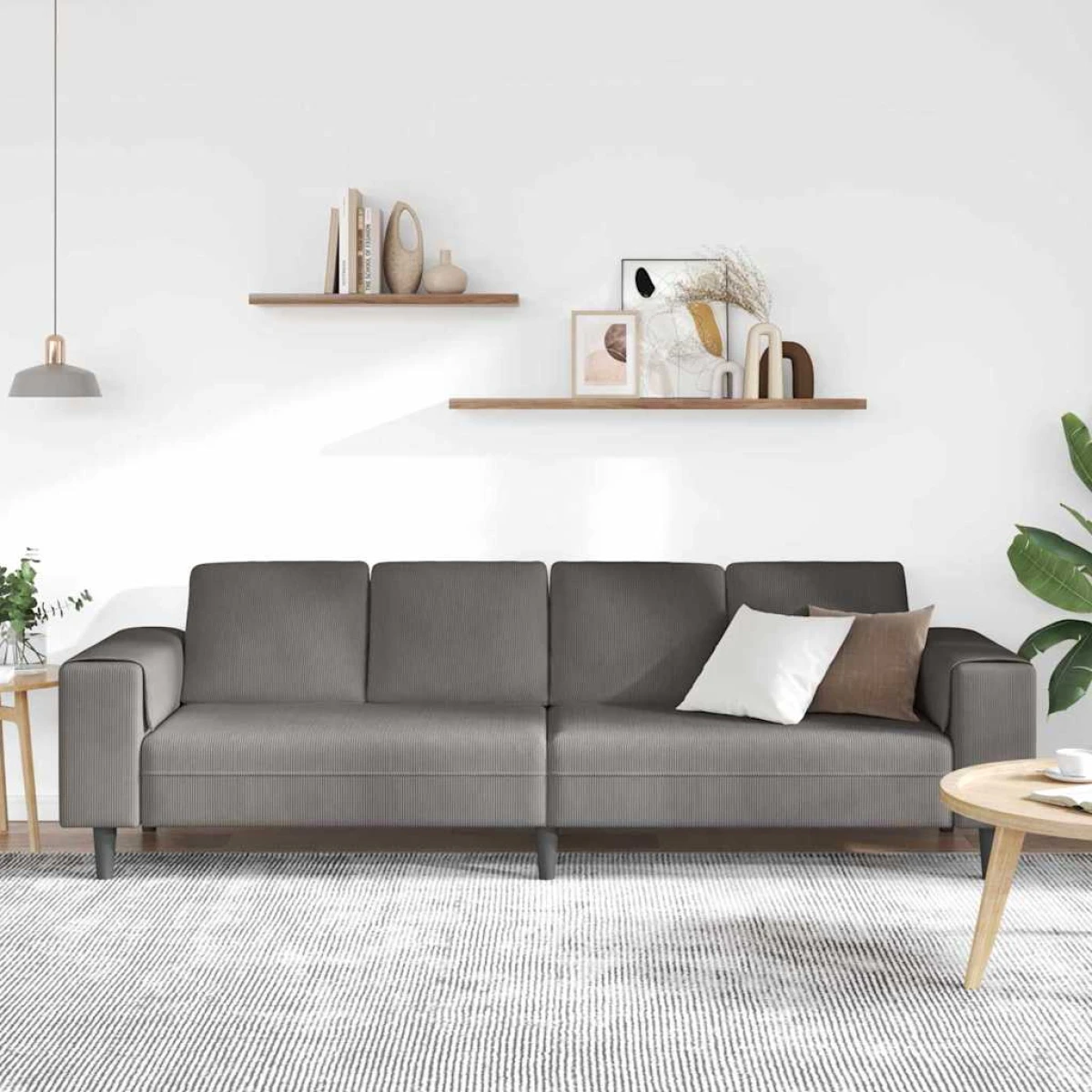 vidaXL Premium Corduroy Sofa 208 Cm With Cushions Living Room - Sofa