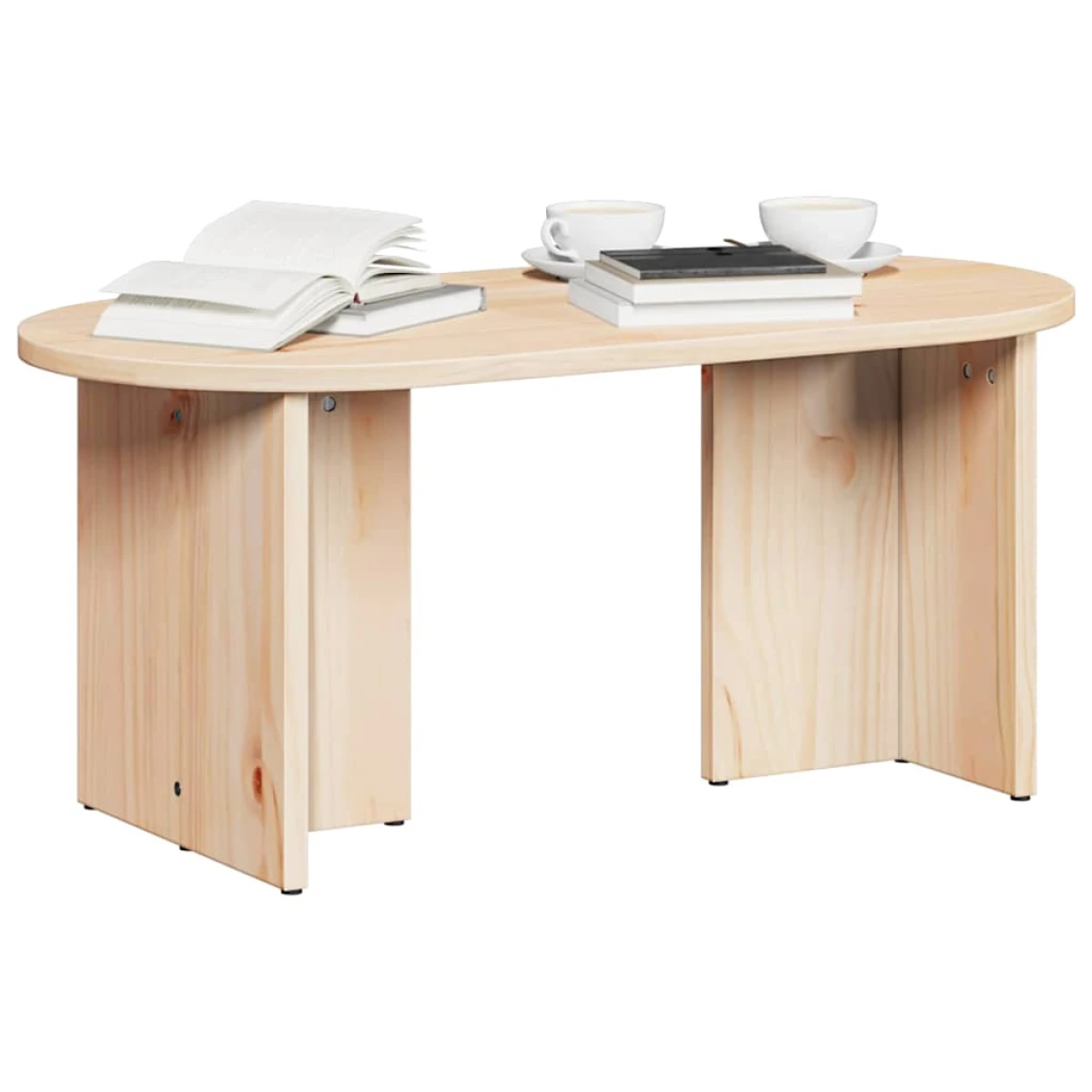 vidaXL vidaXL Coffee Table 80x39.5x35 Solid Pine Oval Living Room - Coffee Table