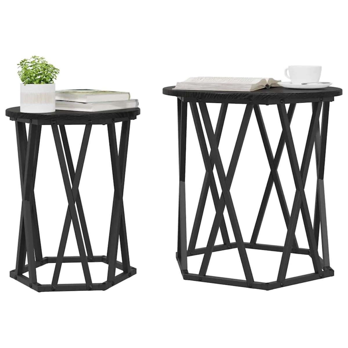 VidaXL Coffee Table Black Oak 50x50x50 cm Two Piece Set by vidaXL