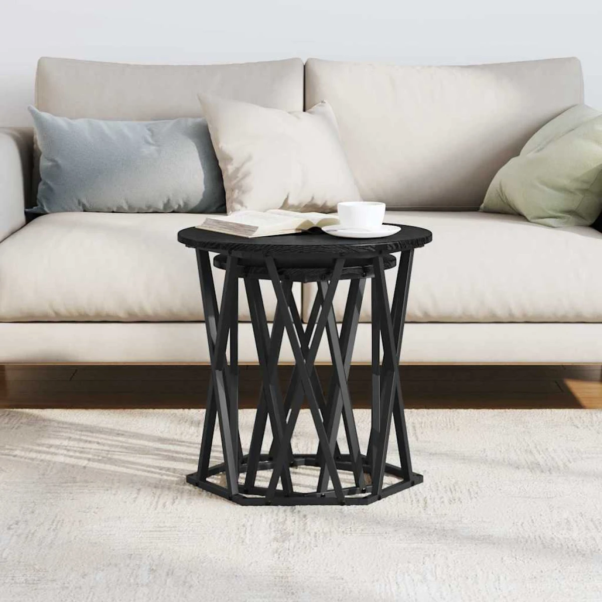 VidaXL Coffee Table Black Oak 50x50x50 cm Two Piece Set by vidaXL