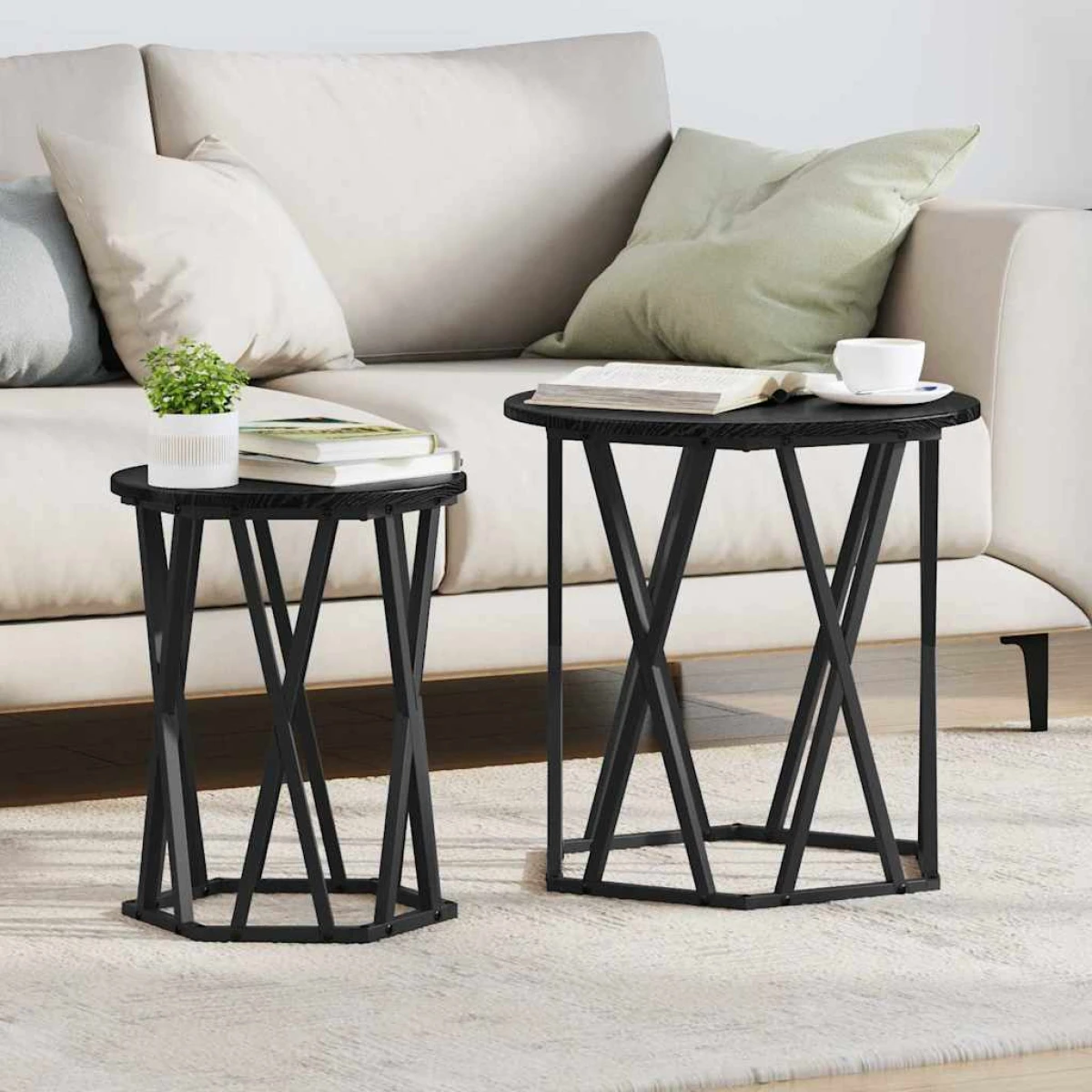 VidaXL Coffee Table Black Oak 50x50x50 cm Two Piece Set by vidaXL