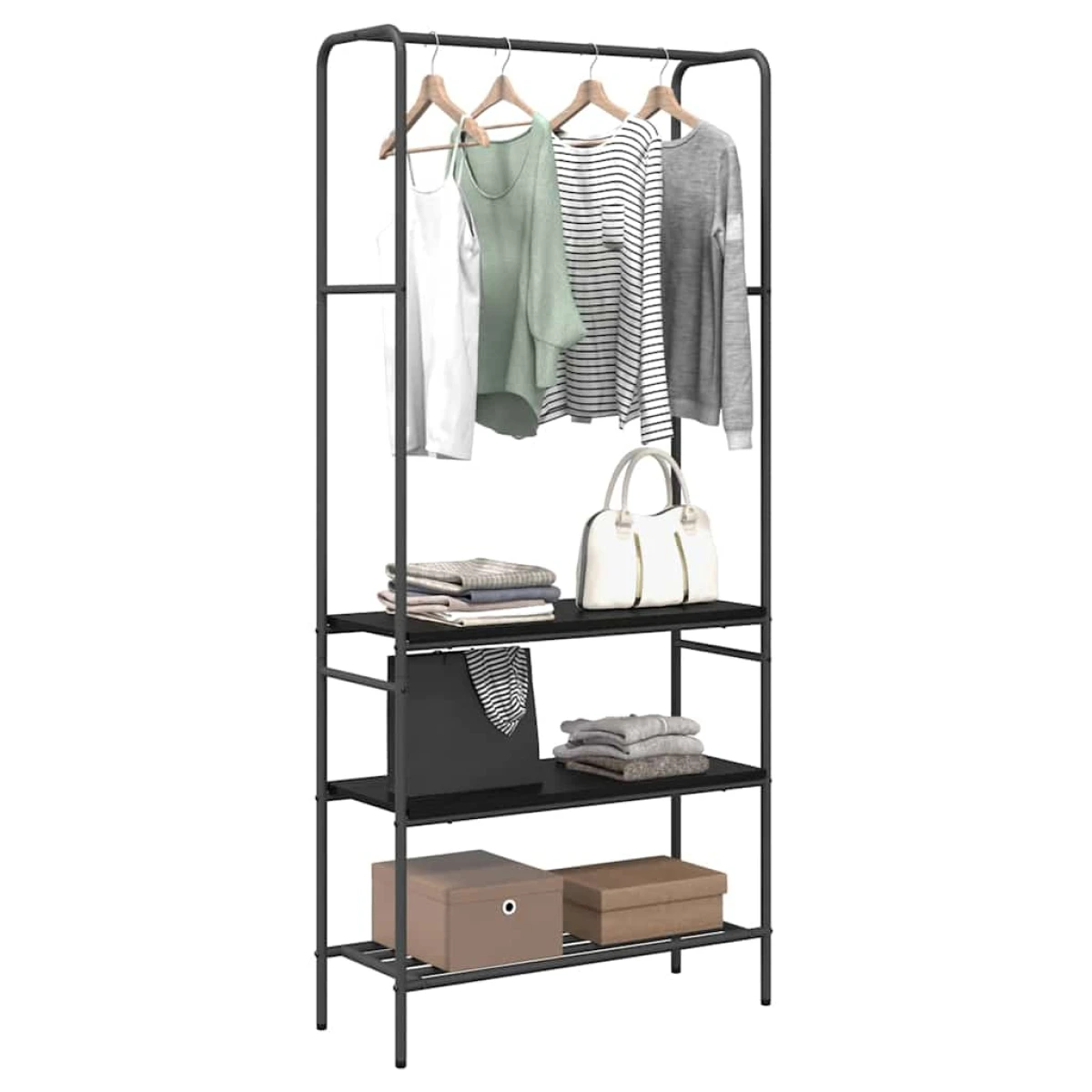 VidaXL Clothes Rack With Shelves 77 x 30 x 171 cm Modern Storage For Home Organization by vidaXL
