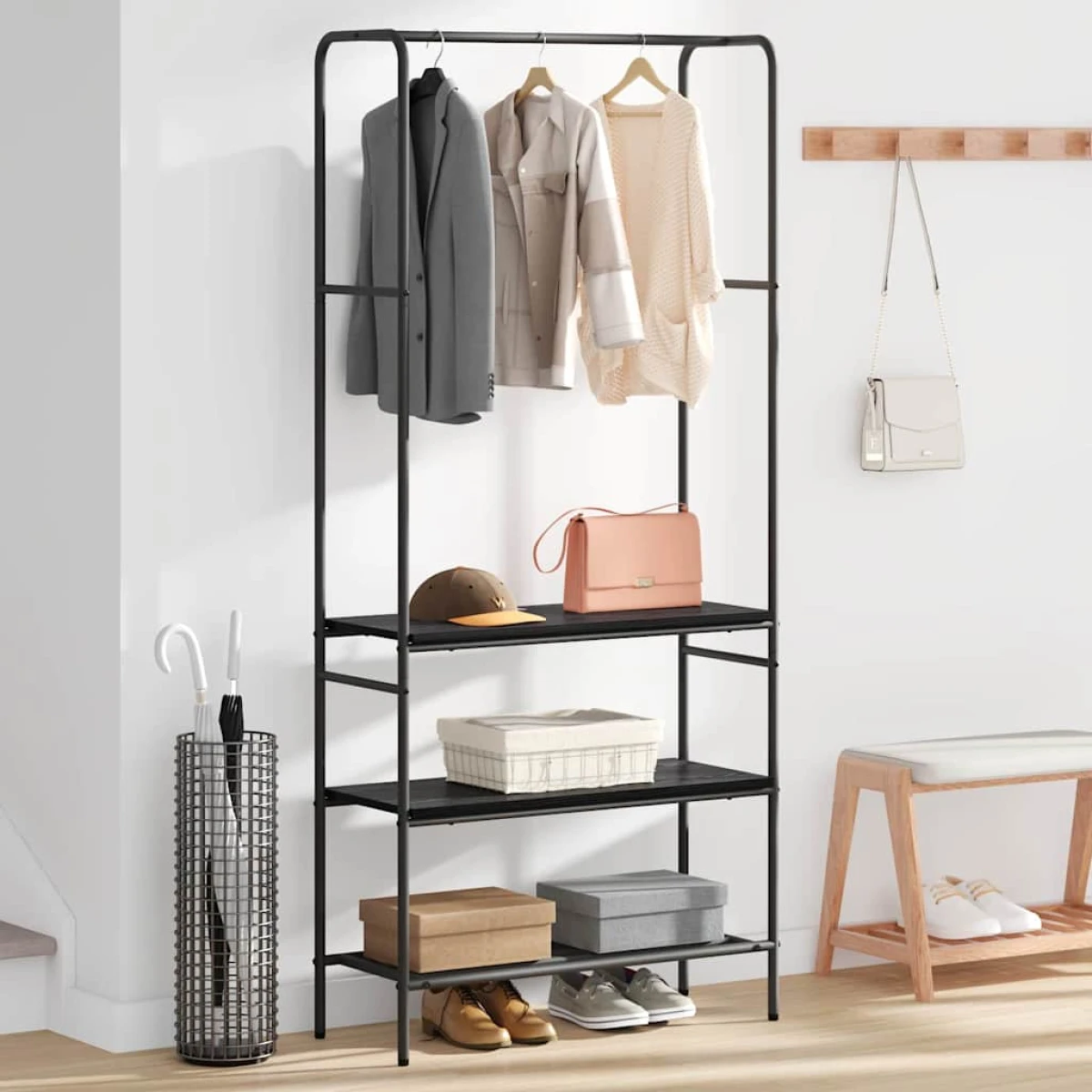 VidaXL Clothes Rack With Shelves 77 x 30 x 171 cm Modern Storage For Home Organization by vidaXL