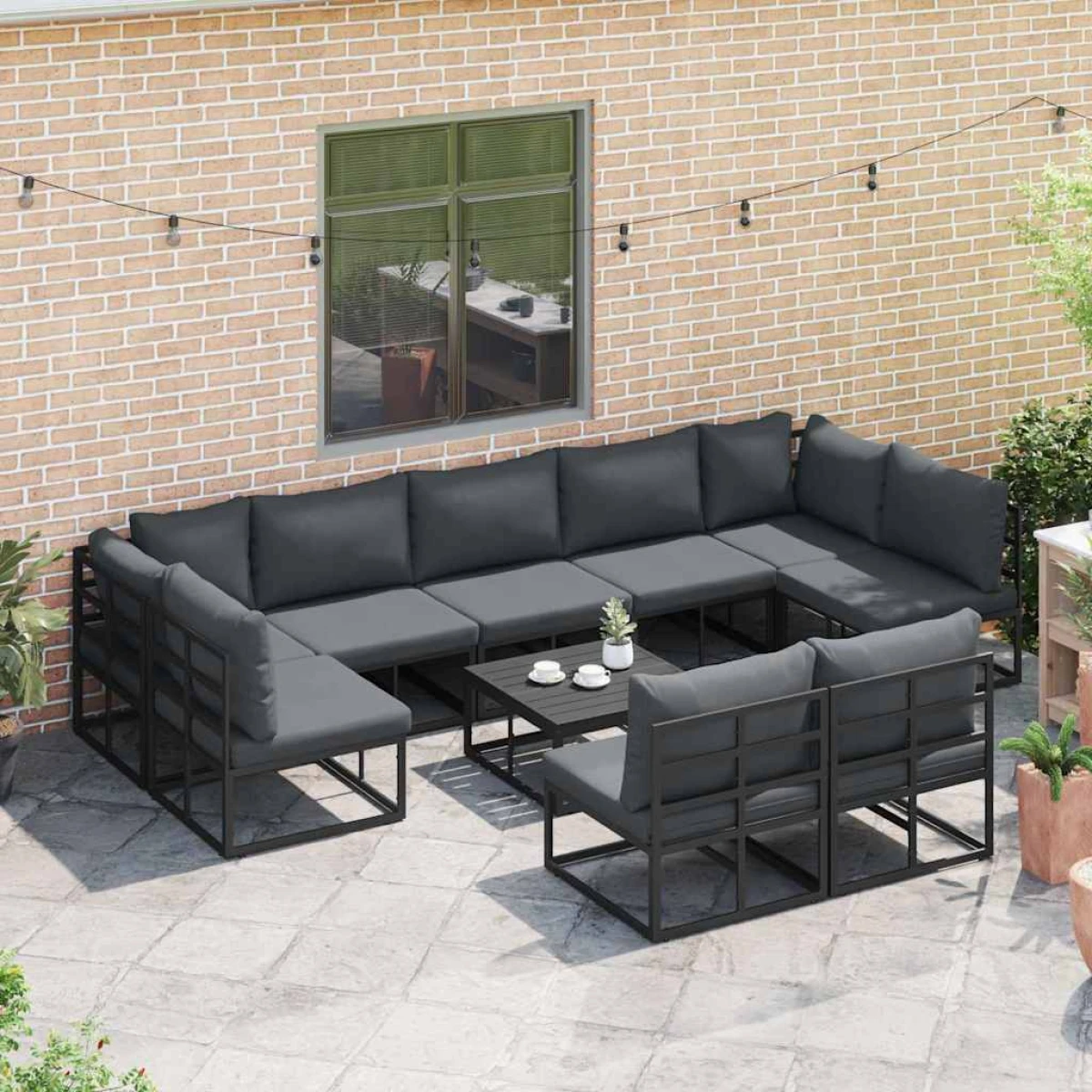 Premium Garden Sofa Set 9pc Aluminum Frame Patio by vidaXL