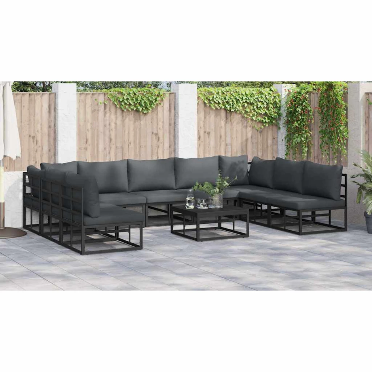 Premium Garden Sofa Set 9pc Aluminum Frame Patio by vidaXL