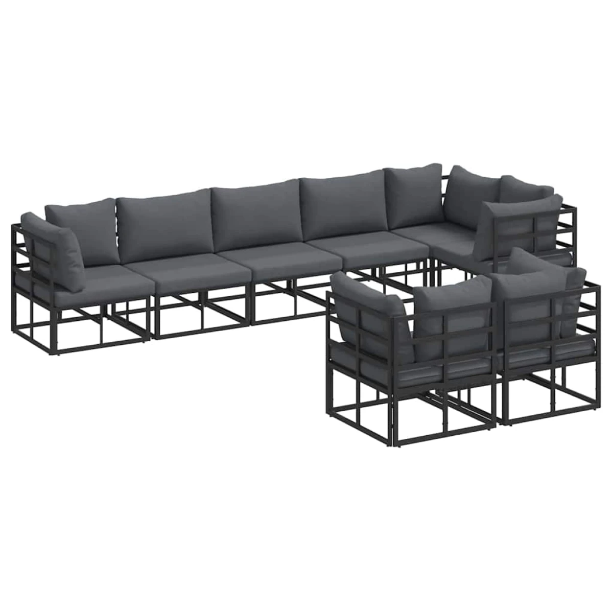 vidaXL Premium Garden Sofa Set 8 Piece Modular Aluminium Frame Weather Resistant Cushions Perfect For Outdoor Entertaining - Garden Sofa Sets