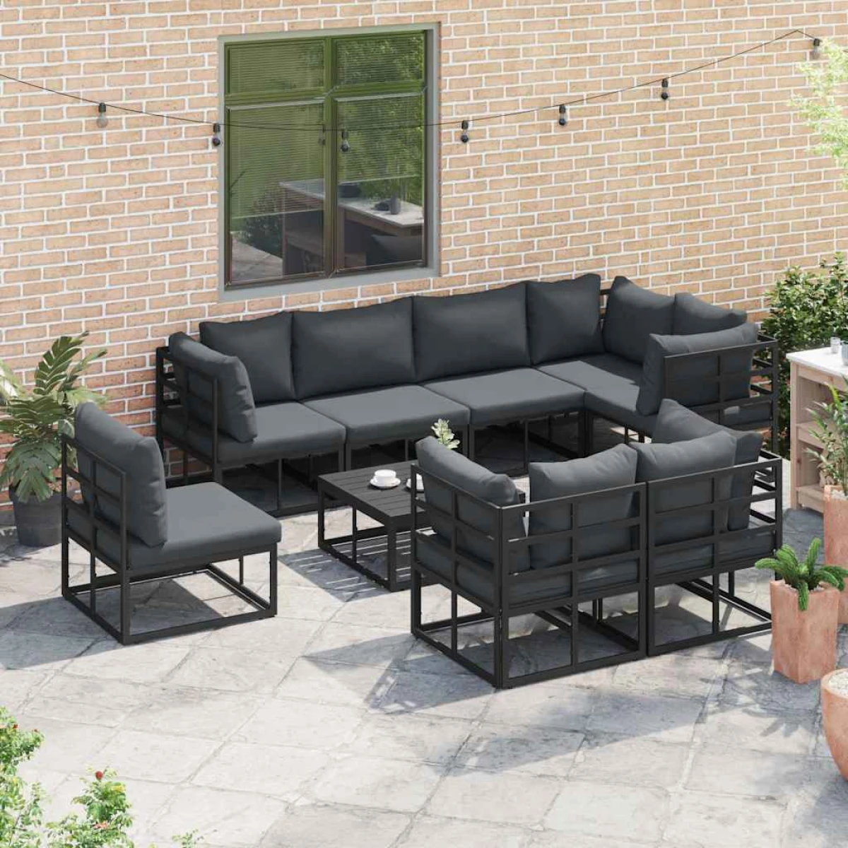 vidaXL Premium Garden Sofa Set 8 Piece Modular Aluminium Frame Weather Resistant Cushions Perfect For Outdoor Entertaining - Garden Sofa Sets