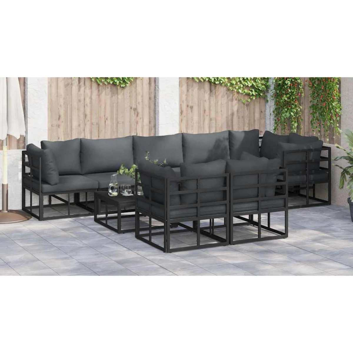 vidaXL Premium Garden Sofa Set 8 Piece Modular Aluminium Frame Weather Resistant Cushions Perfect For Outdoor Entertaining - Garden Sofa Sets