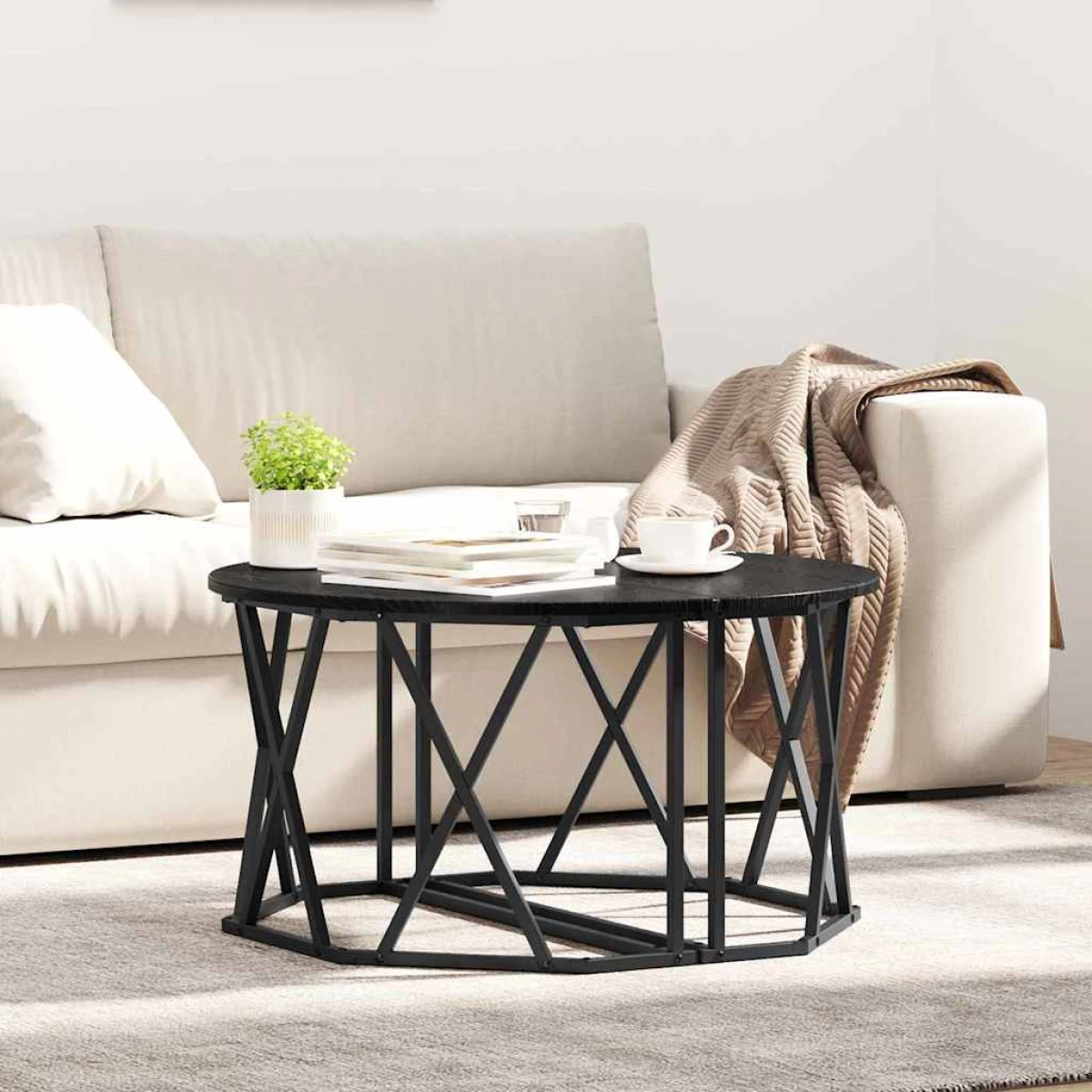 vidaXL VidaXL Coffee Table 80x80x42 cm Black Oak Matte Living Room - Coffee Table