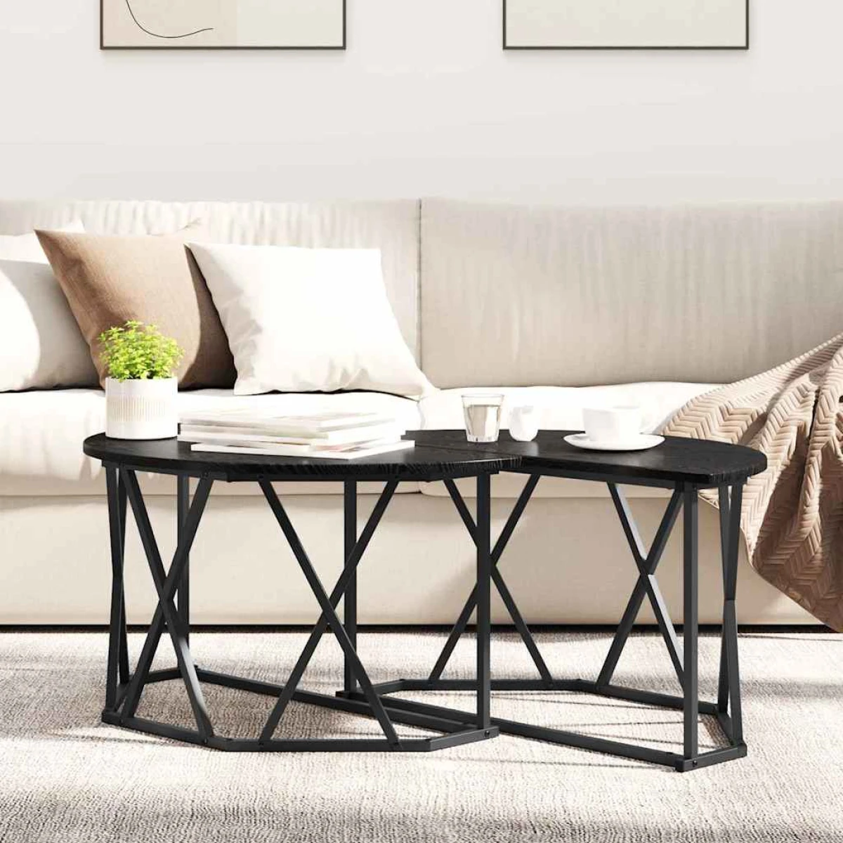 vidaXL VidaXL Coffee Table 80x80x42 cm Black Oak Matte Living Room - Coffee Table