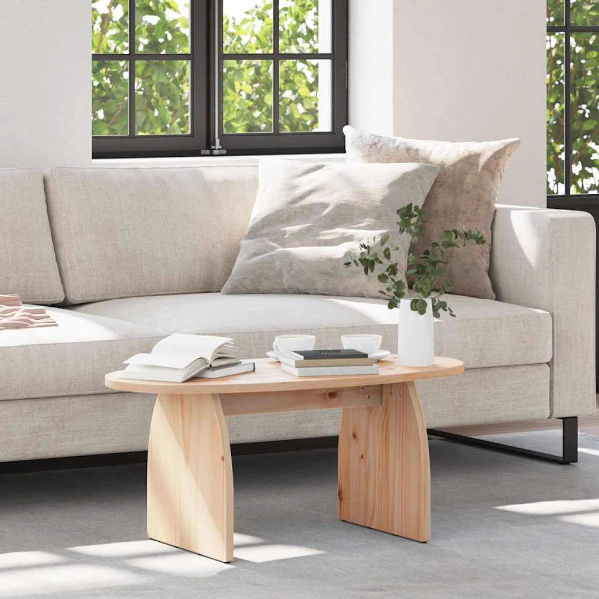 VidaXL Coffee Table 80x40x35 cm Natural Pine Living Room by vidaXL