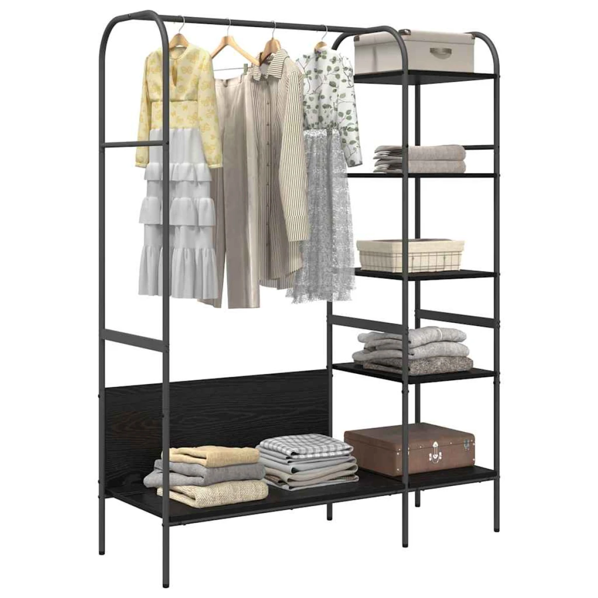 vidaXL VidaXL Clothes Rack With Shelf 120 x 44 x 160 cm Black Engineered Wood Minimalist Storage For Small Spaces - Wardrobe