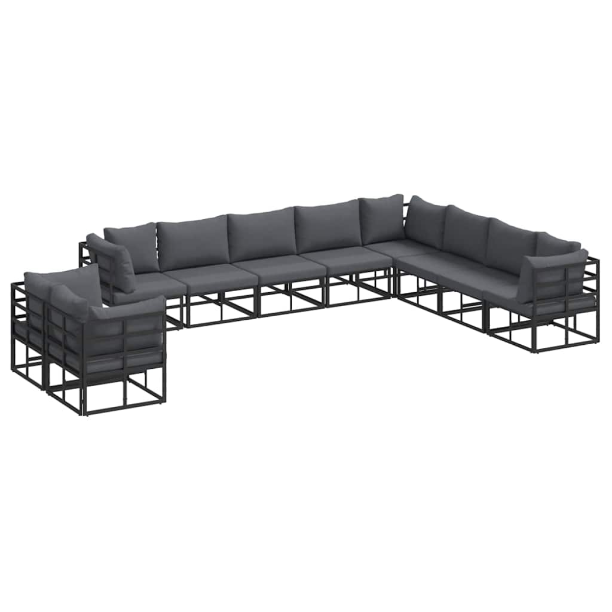 vidaXL Premium Garden Sofa Set 10Pcs Aluminium Outdoor - Garden Sofa Sets