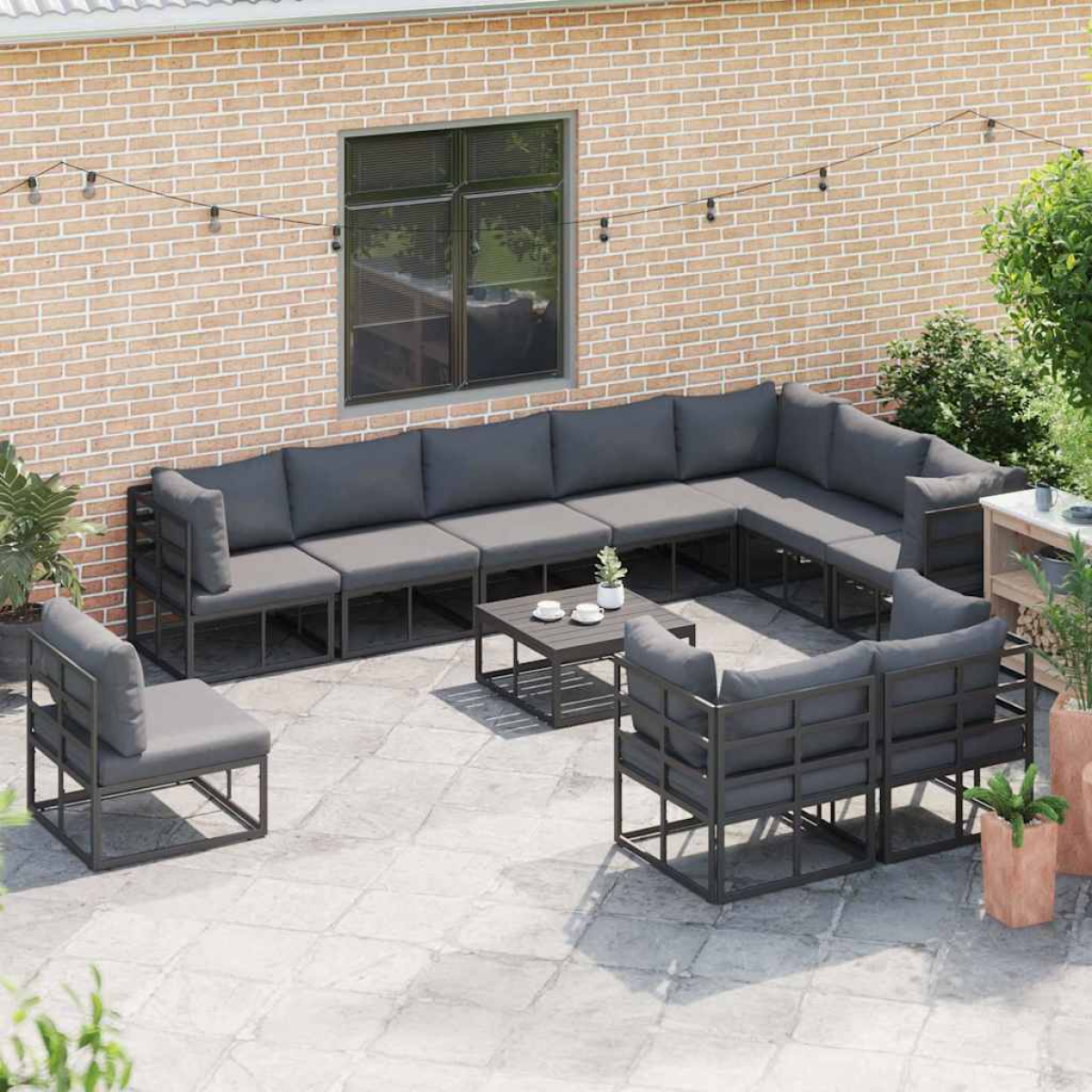 vidaXL Premium Garden Sofa Set 10Pcs Aluminium Outdoor - Garden Sofa Sets