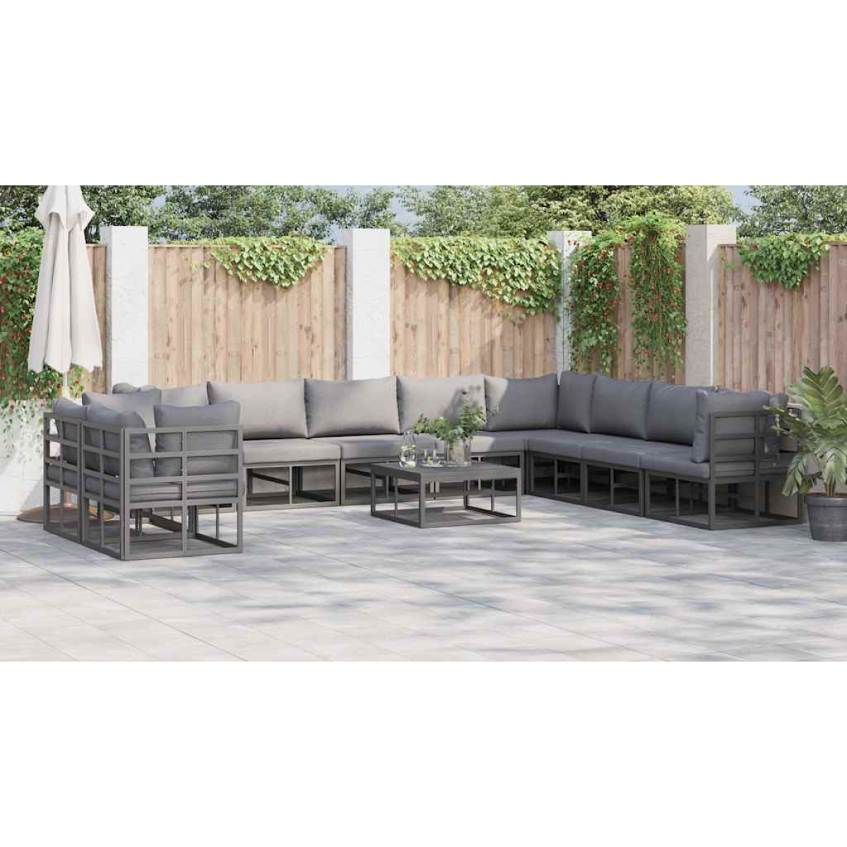vidaXL Premium Garden Sofa Set 10Pcs Aluminium Outdoor - Garden Sofa Sets