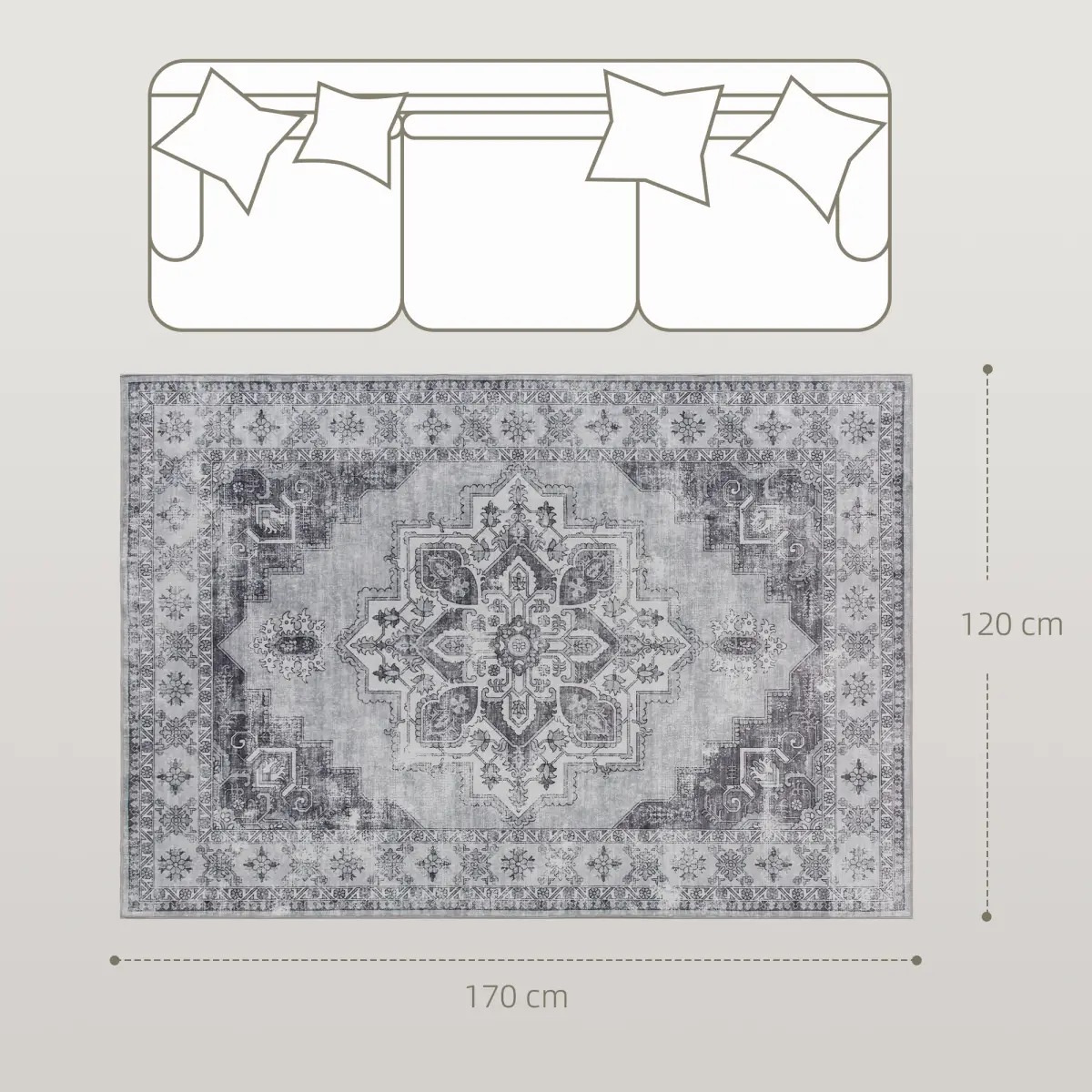 HOMCOM HOMCOM Flannel Non-Slip Washable Rug for Living Room - Rug
